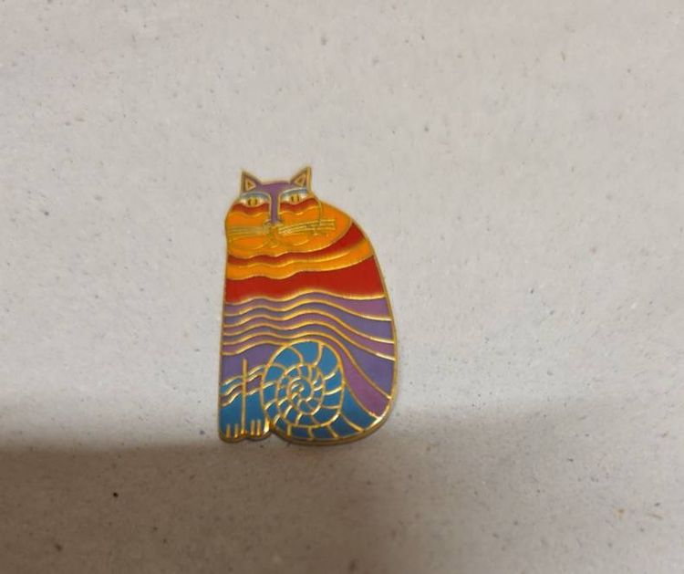 Vintage Laurel Burch Rainbow Cat Pin Brooch