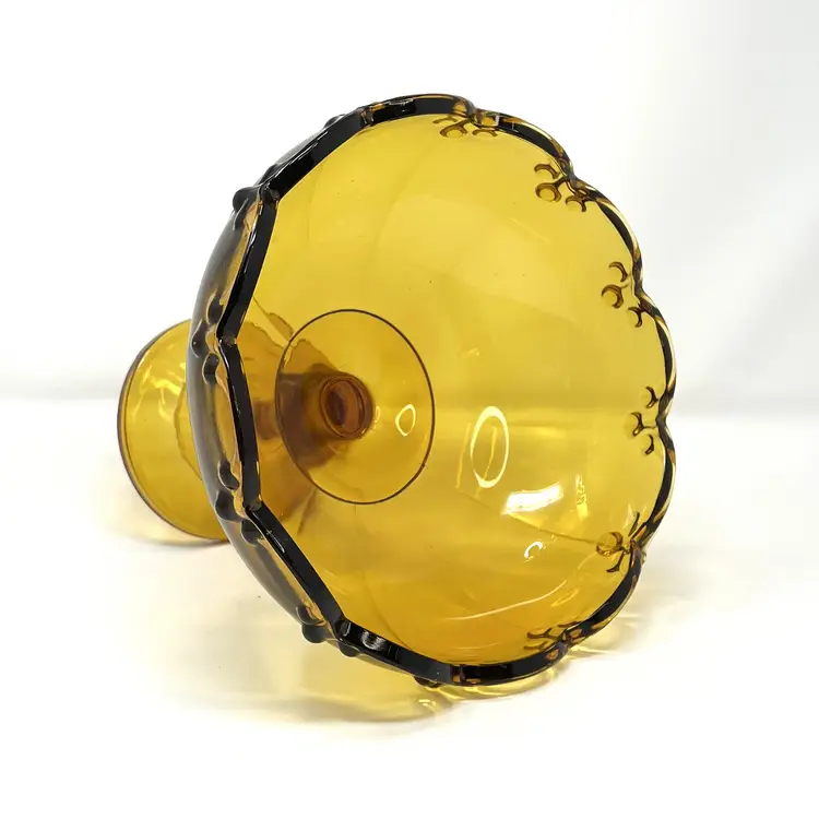 Vintage Indiana Glass Tiara Teardrop Garland Amber Compote, Heavy Centerpiece Pedestal Bowl, #7457 - 0001-24