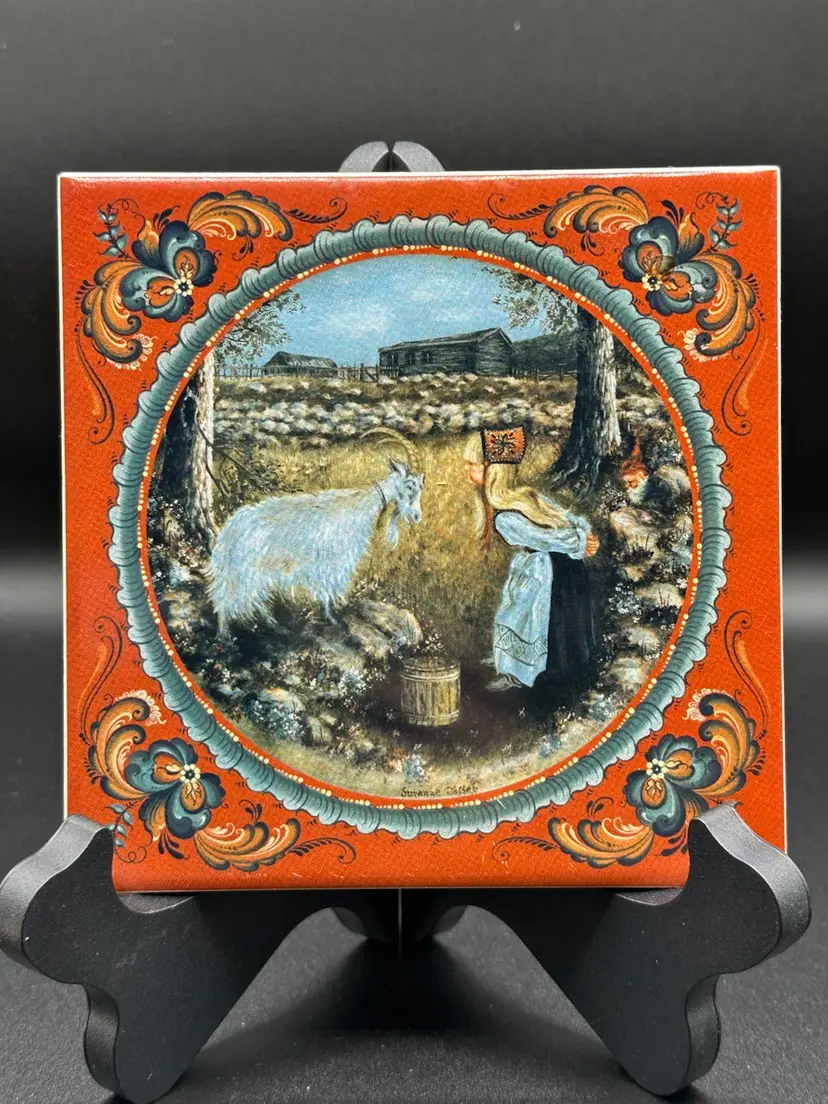 Norway Suzanne Toftey Girl with Goats Tile