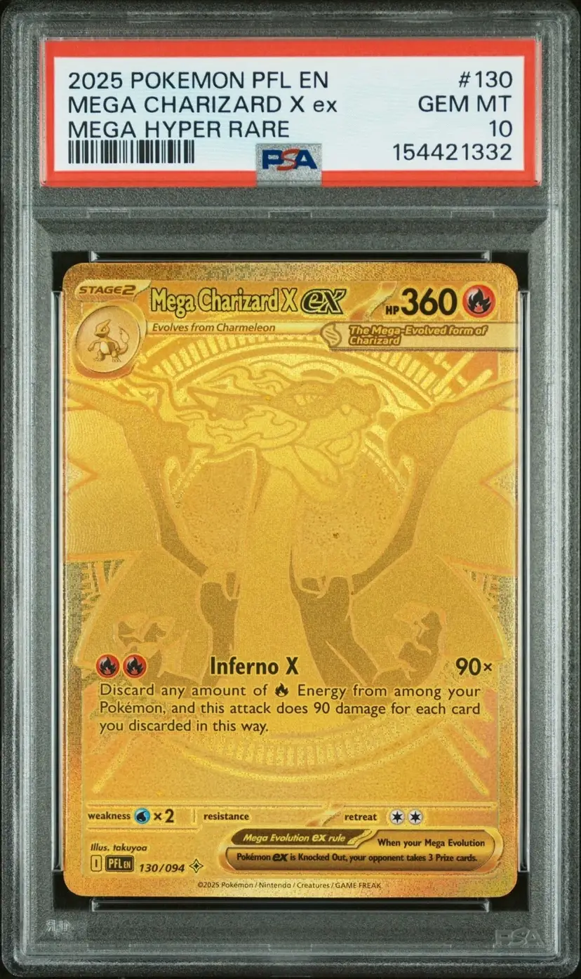 2025 Pokemon Phantasmal Flames Mega Charizard X Hyper PSA 10 Gem Mint #130/094