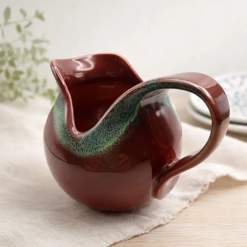 Vintage Royal Gouda Holland Creamer Pitcher 1964 Red Drip Glaze