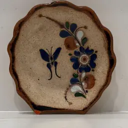 Tonala Brown And Blue Butterfly Trinket Or Soap Dish - READ