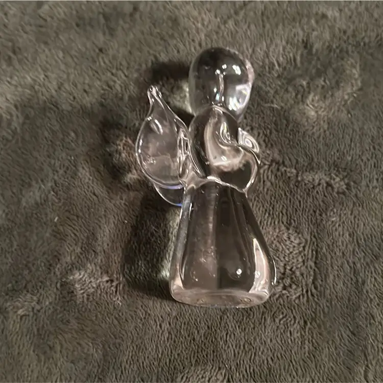 Vtg Glass Angel Two’s Company Handblown Solid Clear Praying Figurine 4” Tall