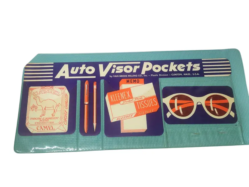 Vintage Mid Century Vinyl Auto Car Visor Organizer Van Bride Milling Co USA