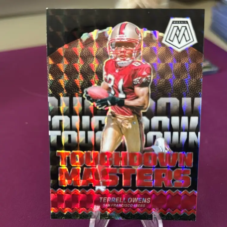 Terrell Owen’s 24 Mosiac Touchdown Masters Red Prizm