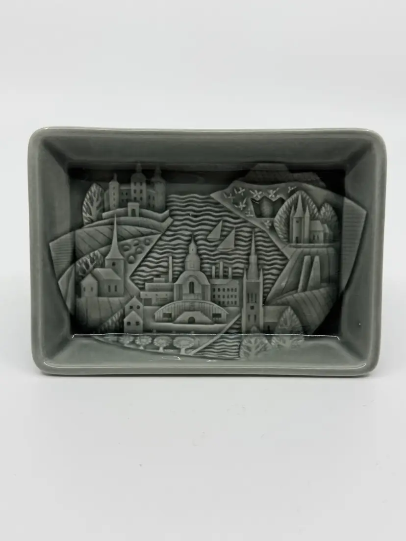 Rorstrand Lidkoping Kinnekulle Lacko Porcelain Ash Gray Color Trinket/tray/dish Sweden