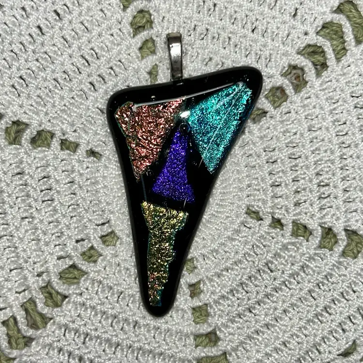 Vintage dichroic glass pendant, possibly featuring a "colorshift" effect.