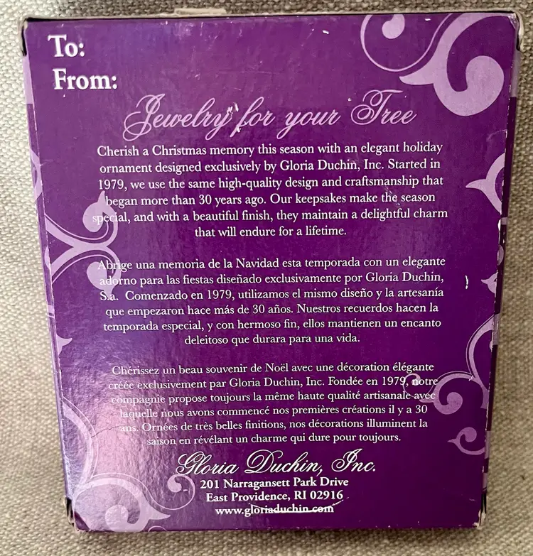 Gloria Duchin FEBRUARY Birthstone Snowman Ornament Jewelry Christmas Tree USA