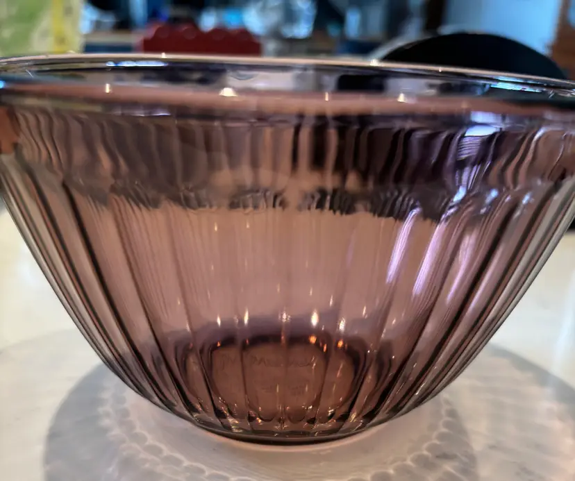 Pyrex Ribbed Bowl, Cranberry, 3 cup bowl, 7401 S