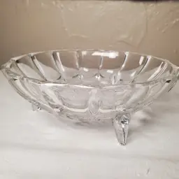 Lead Crystal Footed Bowl with Rose Motif West Germany 1980s