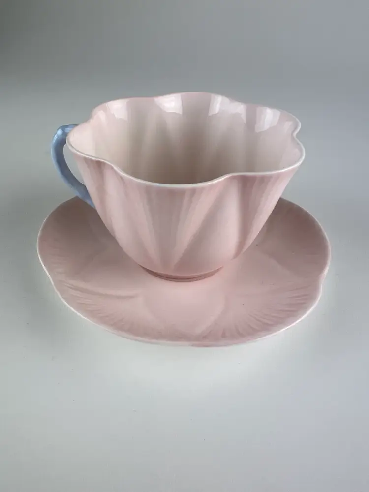 Circa 1960 Shelley Pottery Porcelain Cup and Saucer Dainty Shape Pattern 13618