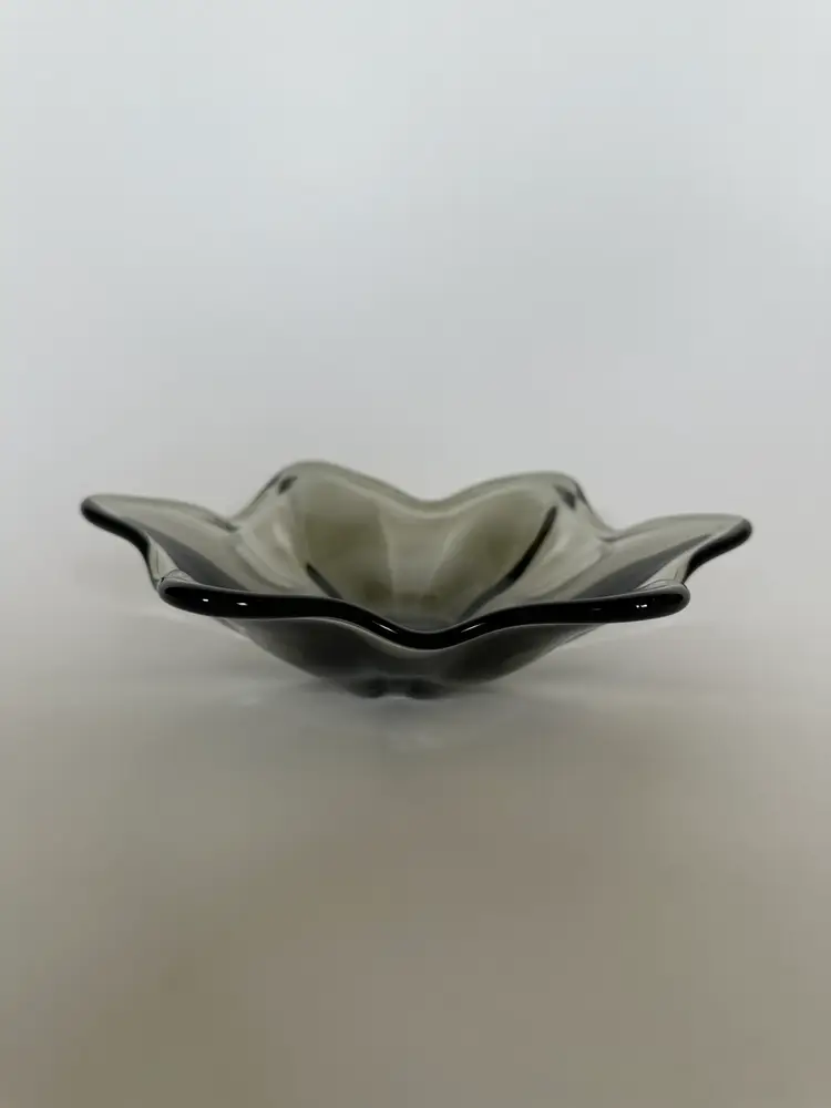 Smoky Gray Black Glass Bowl