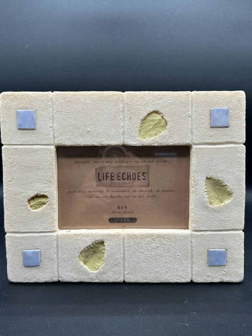 Life Echoes Leaves and Sand Picture Frame 6 × 4 Ceramic Ocean Beach