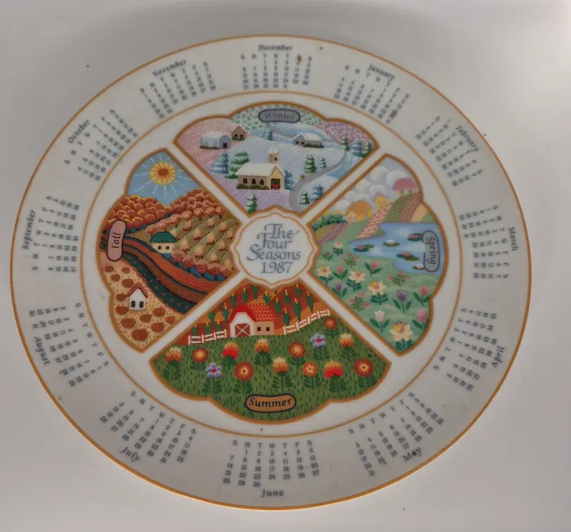Vtg. Avon 4 Seasons Calendar Plate