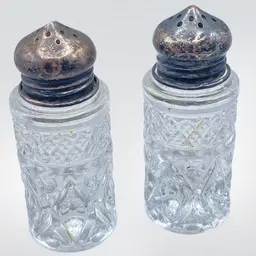 Sterling Lid Clear Glass Shakers Vintage Ware CottageCore