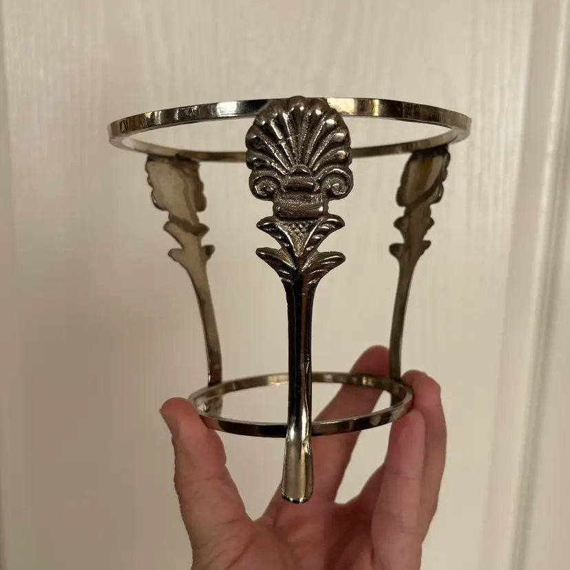 Vintage Silver Plate Shell Motif Chafing Dish Holder Plant Stand