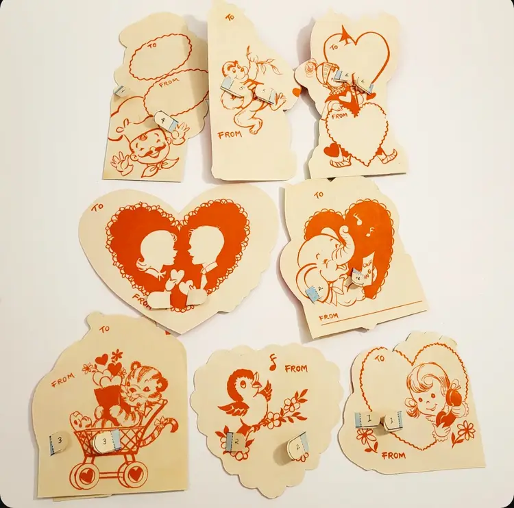 Vintage Valentines 3D Card Lot of 8 Cards