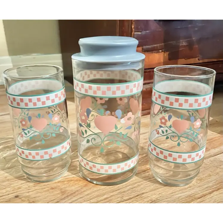 Compliments by Indiana Glass canister and highball glass set