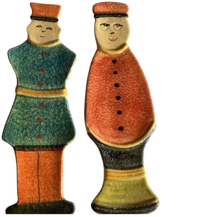 3 Italian Hand Painted People Wall Hangings Approx 12” Tall X 5” Wide Each ( Largest)