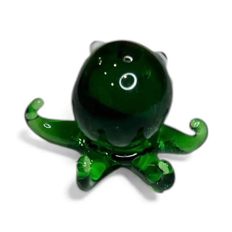 Mini Handblown Green Art Glass Octopus And Christmas Stocking