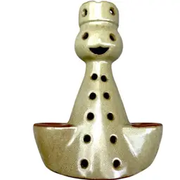 Vintage Design West Red Clay Man Planter 7" Tall Olive Perforated Detailing