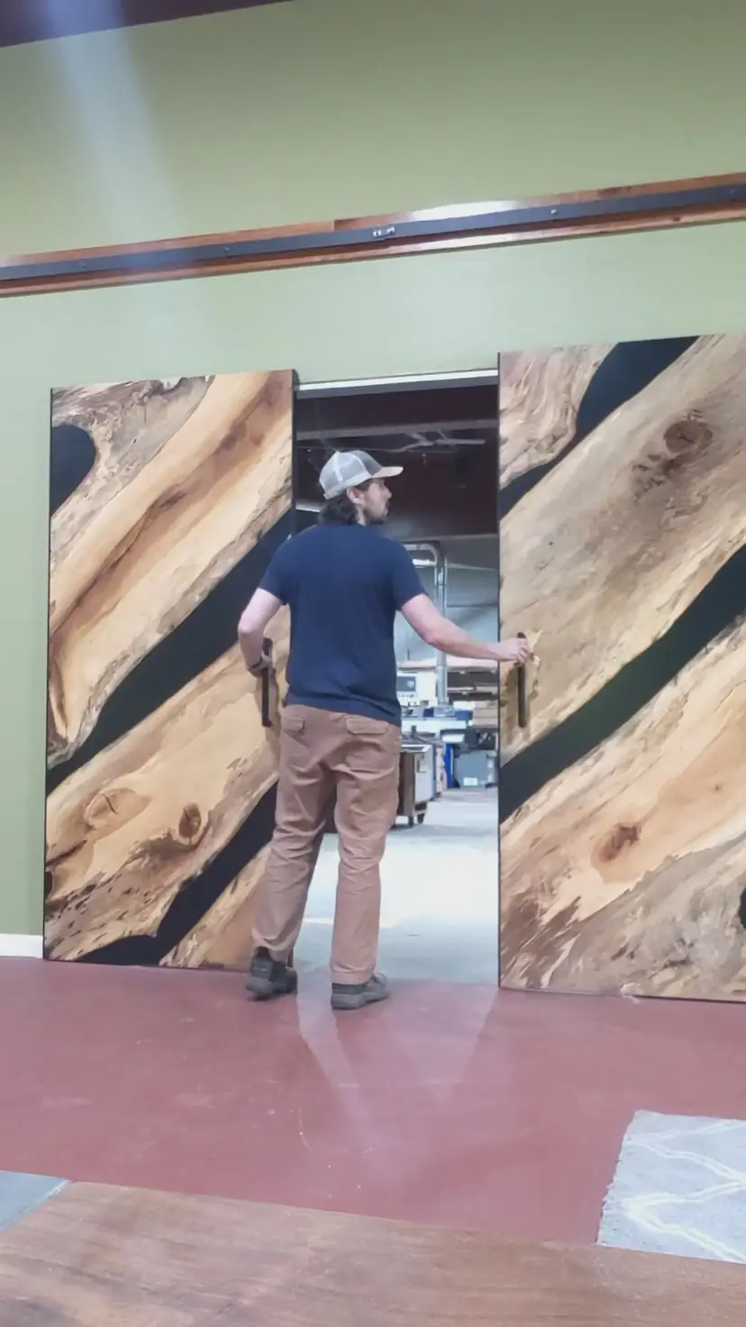 Live Edge Epoxy River Barn Door | Custom Made in CT USA