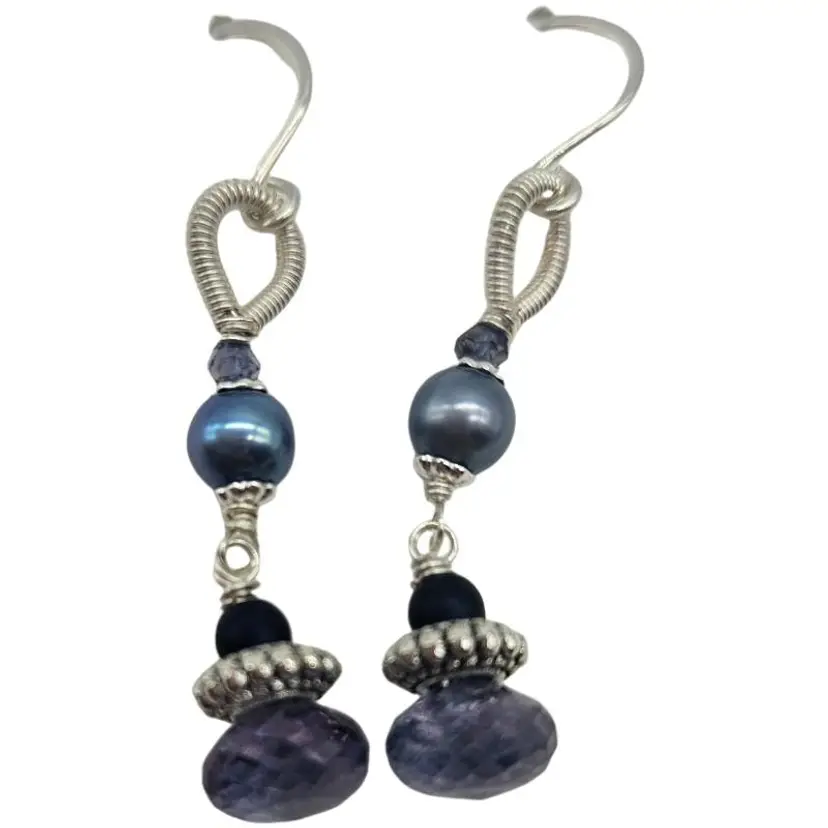 Elegant Sterling Silver and Blue Drop Earrings
