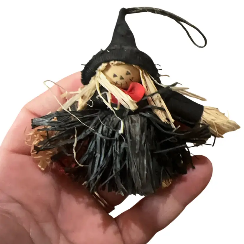 Straw Witch Vintage Halloween Decor Jack O’Lantern Rafia