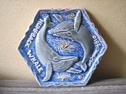 Art Tile of Humpback Whale Plaque Laguna Clay Co. Artist Allison Moore Limited Edition Wall Decor