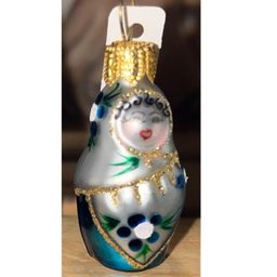 #03 - Vintage Blown Glass Poland Ornaments With Tag Blue Eskimo