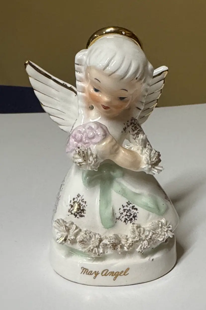 Napco May Birthday Angel  Vintage 1950’s Original Ceramic Spaghetti Trim #A1365