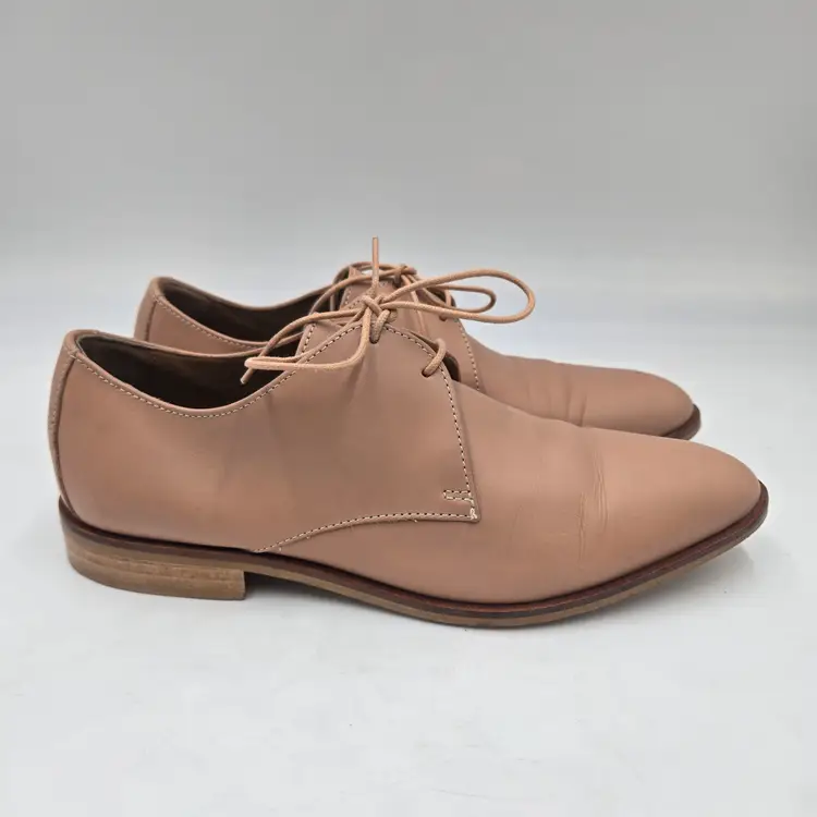 Everlane Women's Blush Leather Modern Oxford Made In Italy Sz 8 Lace Up Quality