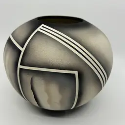 Vintage MCM Southwest Vase Signed Sanders Art Pottery Abstract Decor