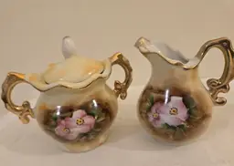 Vintage Fairway Japan China Miniature Creamer and Lidded Sugar Bowl