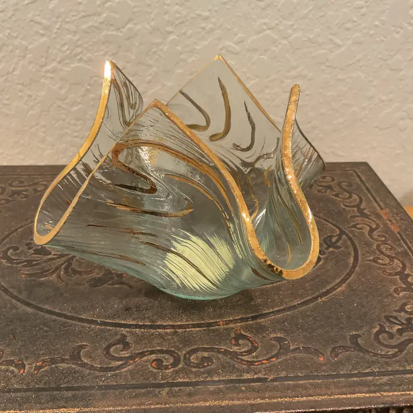 Glass Handkerchief Bowl/Candle Holder