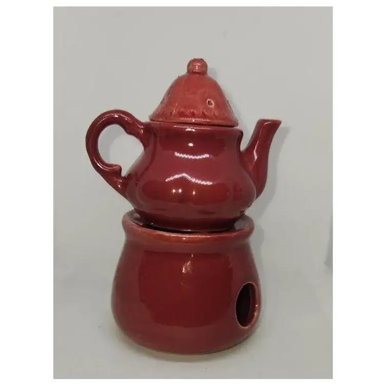 VINTAGE MINIATURE TEAPOT TEA LIGHT GLAZED POTTERY ORIGINAL WARMER