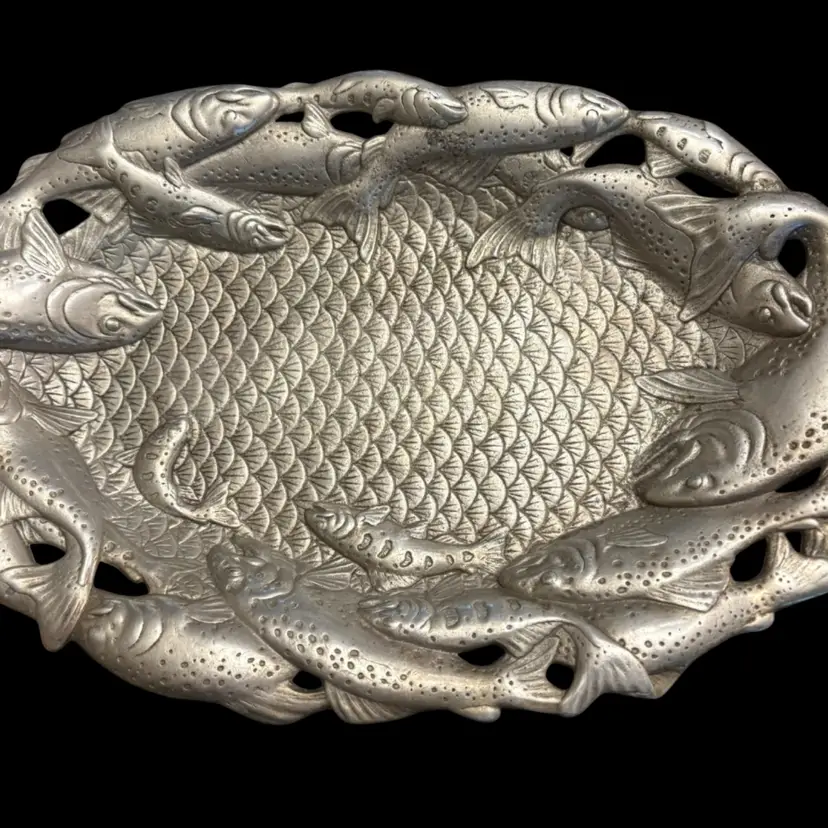 Arthur Court 13.5” Oval Trout Aluminum Serving Tray