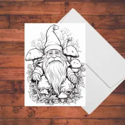 Enchanted Gnome Coloring Cards: 5 x 7 Handmade Stationery Set with Envelopes