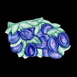 Vintage Hand Painted Plum Motif Italian Pottery Trivet Wall Hanging Fruit Italy