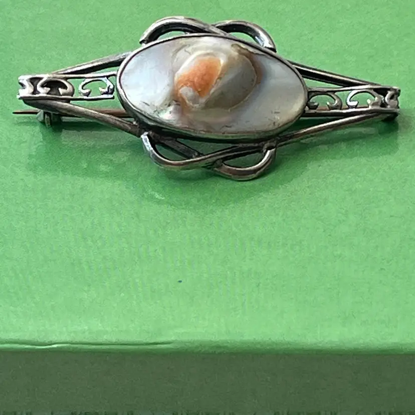 Antique Blister Pearl Brooch Sterling Silver*