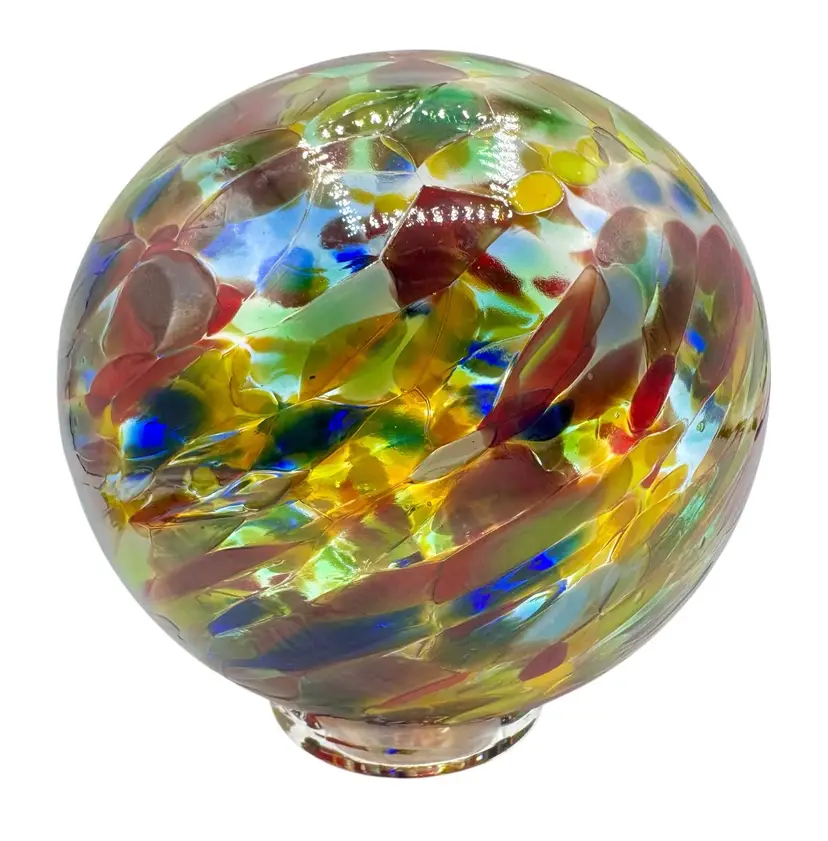 Oregon Coast Taft Hand Blown Art Glass Float Orb Ornament Gazing Ball Rainbow 5β
