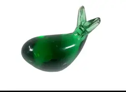 Paperweight Whale Art Glass Emerald Green Hand Blown Ocean Sea Vintage