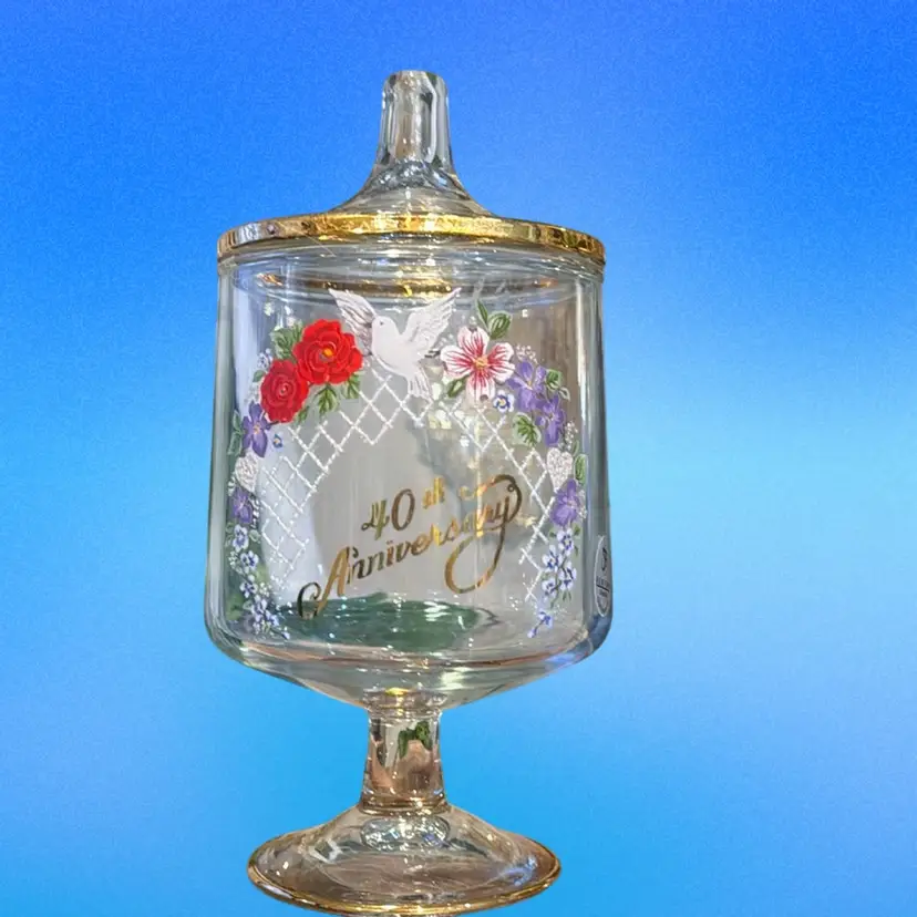 8” Fenton Hand Painted 40Th Anniversary Apothecary Jar