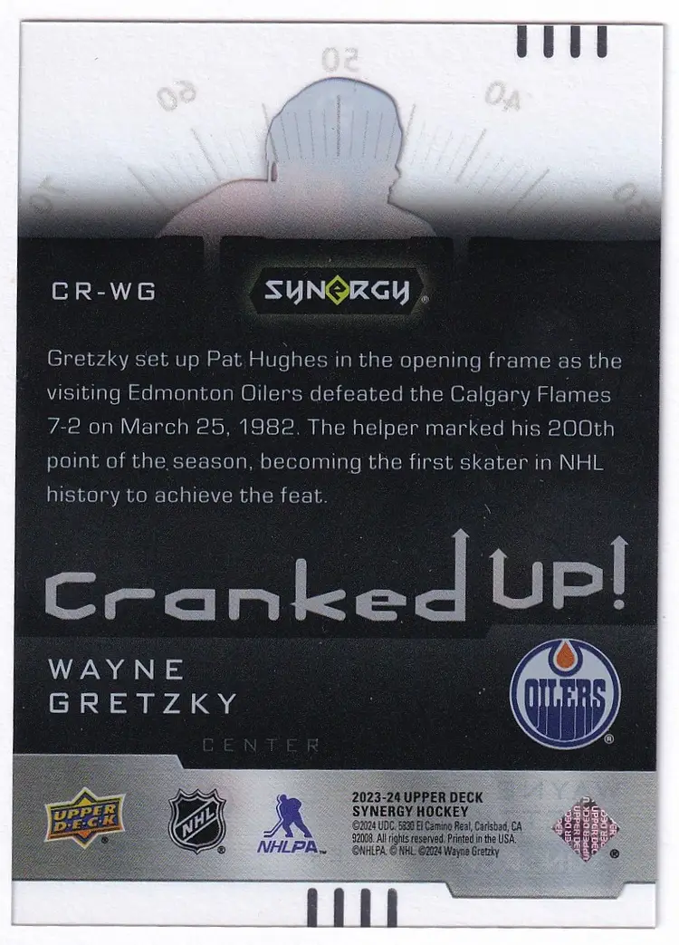 2023-24 Synergy Cranked Up Blue #CRWG Wayne Gretzky Edmonton Oilers Hockey Card