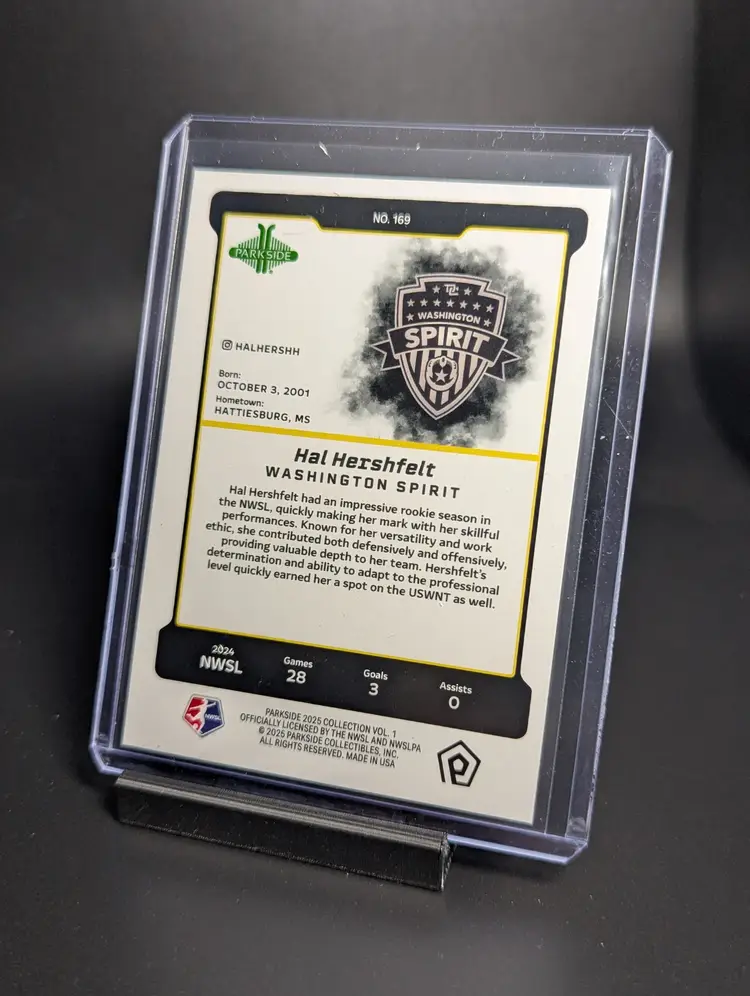 2025 Parkside NWSL Vol 1 Shimmer /100 Hal Hershfelt Washington Spirit