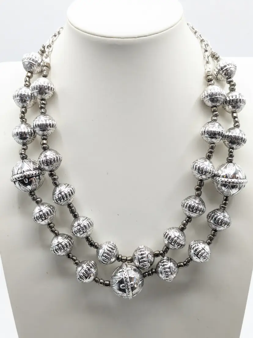 Premiere Designs 'Paradise' Silver Tone Double Strand Beaded Necklace NWOT