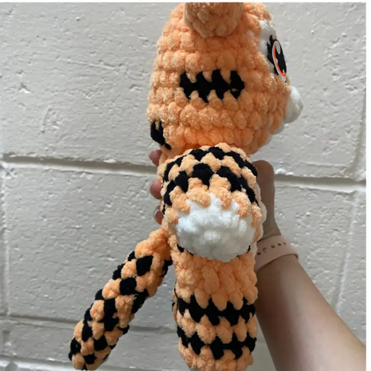 Crocheted Tiger Handmade 10 1/2” X 8”