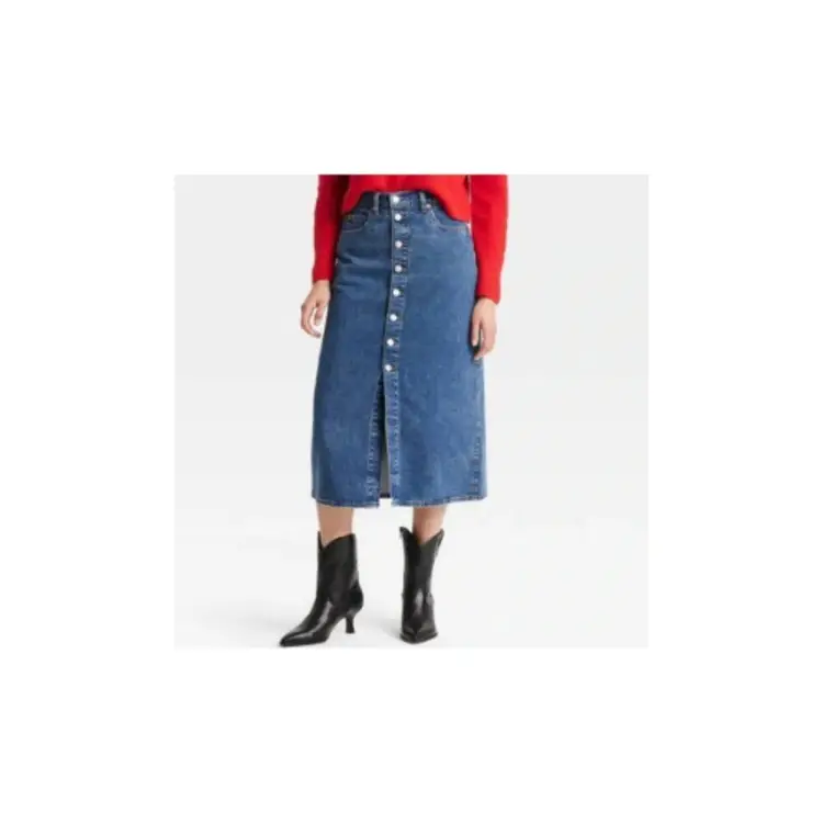 Women's A-Line Midi Denim Skirt - Universal Thread Medium Wash