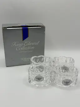 Vintage King Edward Collection Crystal Napkin Rings, Set of 4, By Gorham, Made In West Germany, MPN C478