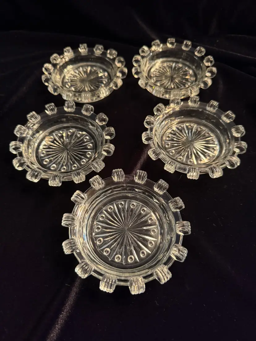 Vintage Clear Glass Coasters Set Of 5